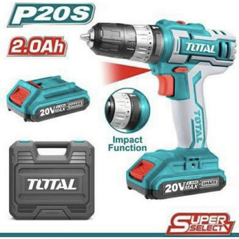 TOTAL Máy khoan búa dùng pin Lithium 20V TIDLI200215 <HÀNG CHÍNH HÃNG>