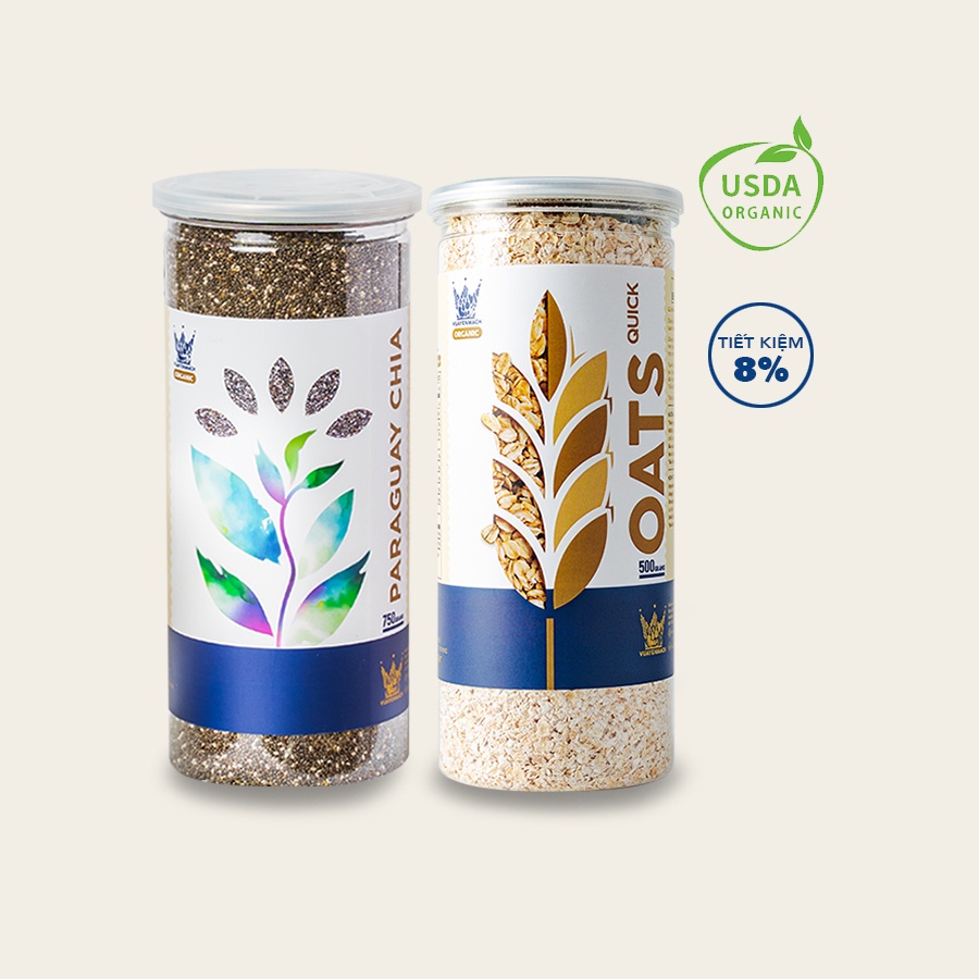Yến Mạch VUA YẾN MẠCH 500g + Hạt chia đen Paraquay 750g