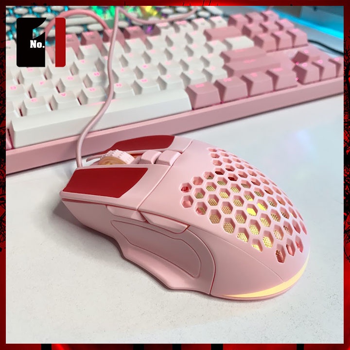 Chuột Gaming Máy Tính Màu Hồng Led RGB T-WOLF M4 Chuột Vi Tính Chơi Game Dễ Thương Có Dây Giá Rẻ