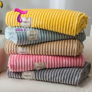 HÀNG MỚI-  Chăn Tuyết Tăm Kẻ Muji Xuất Nhật - Chăn Tuyết Nhung 4 Mùa
