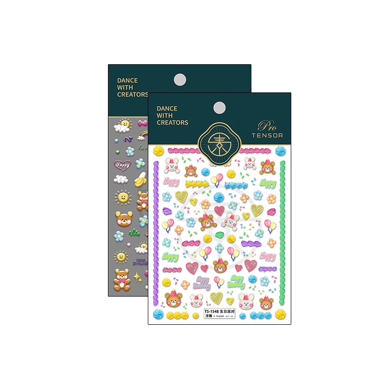 Miếng Dán Trang Trí Móng Tay Họa Tiết Thỏ / Gấu TS1547 5D