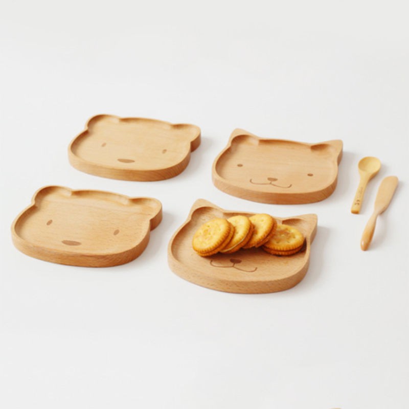 Dĩa gỗ dễ thương hình động vật dành cho bé