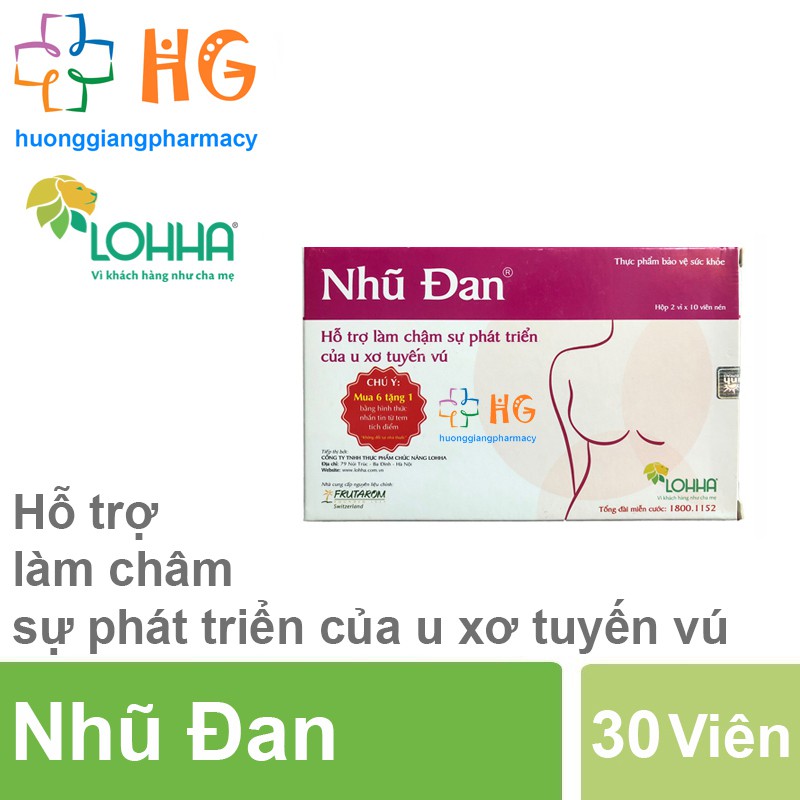 Nhũ Đan - Hỗ trợ làm chậm sự phát triển của u xơ tuyến vú (Hộp 20 Viên)