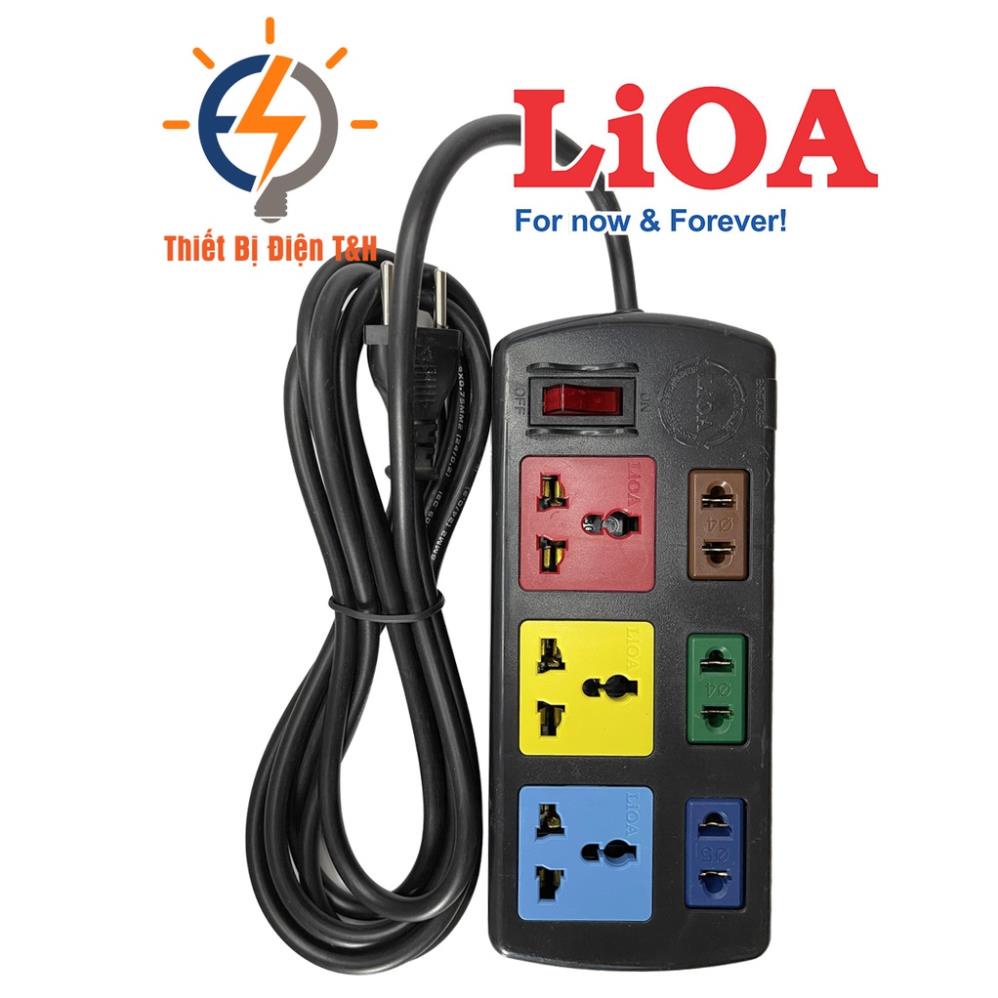 Ổ cắm điện đa năng LIOA kết hợp, 2200W, 6 ổ cắm, 1 công tắc, dây dài 3M, 5M, 3D3S32 - 3D3S52 - Thiết Bị Điện T&H