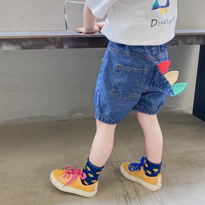 Quần Short Jean Có Đuôi Khủng Long Dễ Thương Cho Bé Trai