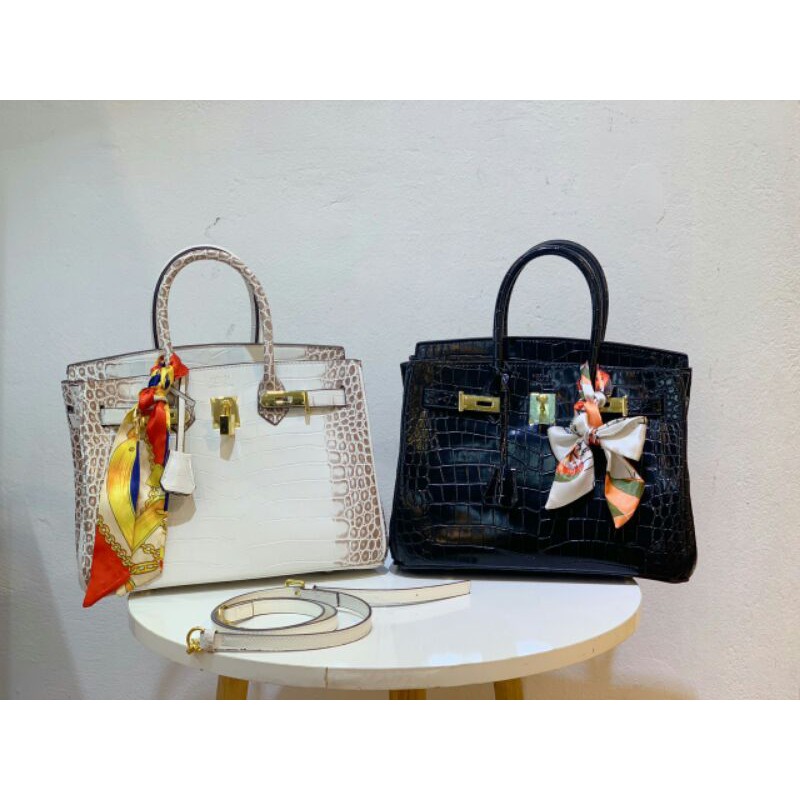 Túi da Hm birkin. sz 30cm. Tặng kèm khăn.  Túi vải HM