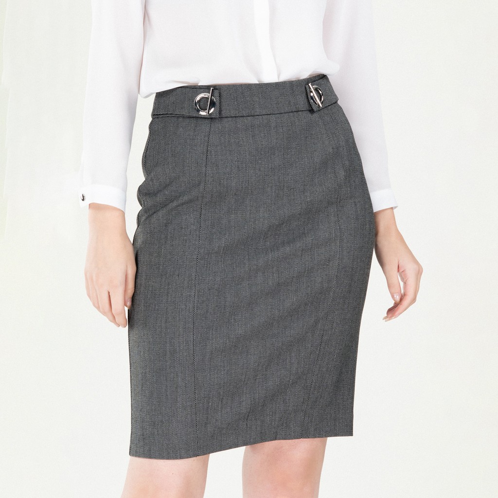 Chân váy dáng ôm công sở nữ Nam&Co phối đai siêu đẹp cao cấp size S,M,L màu đen, ghi xám VS0464