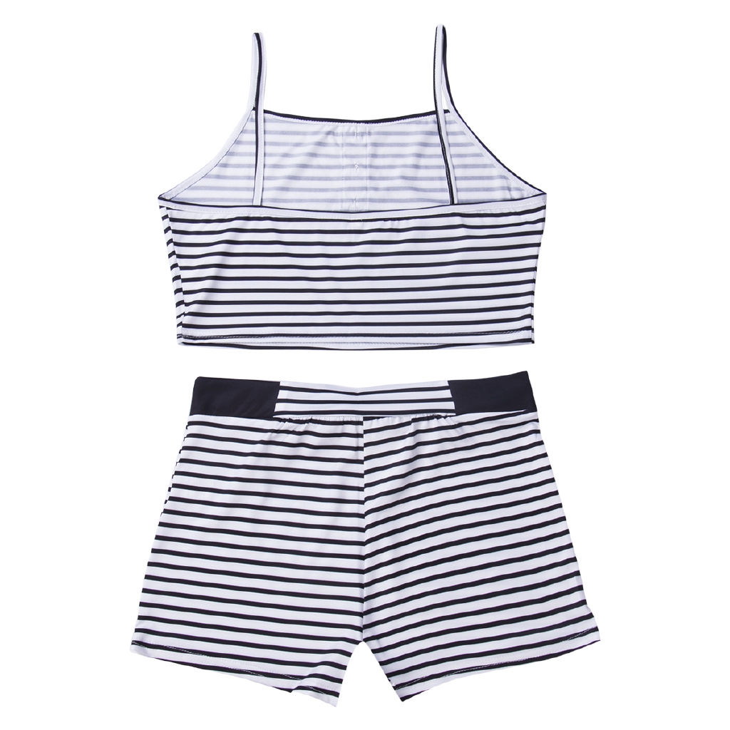 Bộ đồ ngủ áo hai dây + quần ngắn kẻ sọc cho nữ