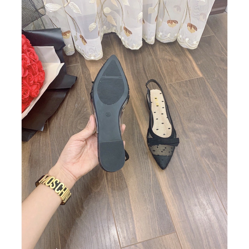 Giày bệt lưới chấm bi nơ nhí xinh xắn mũi nhọn mẫu mới 2020 | BigBuy360 - bigbuy360.vn