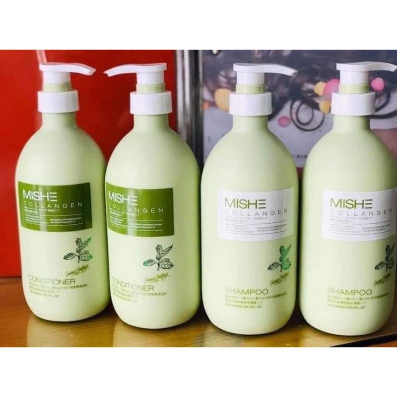 Dầu Gội Xả Mishe Collagen 800ml phục hồi tóc hương thơm nước hoa