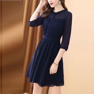Đầm cổ bèo 2 lớp nhúng eo