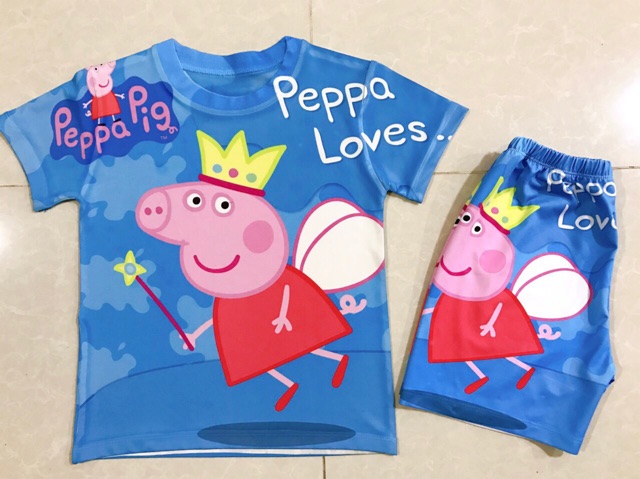 Đồ bộ in 3D Peppa pig thun lạnh thái 10-60kg