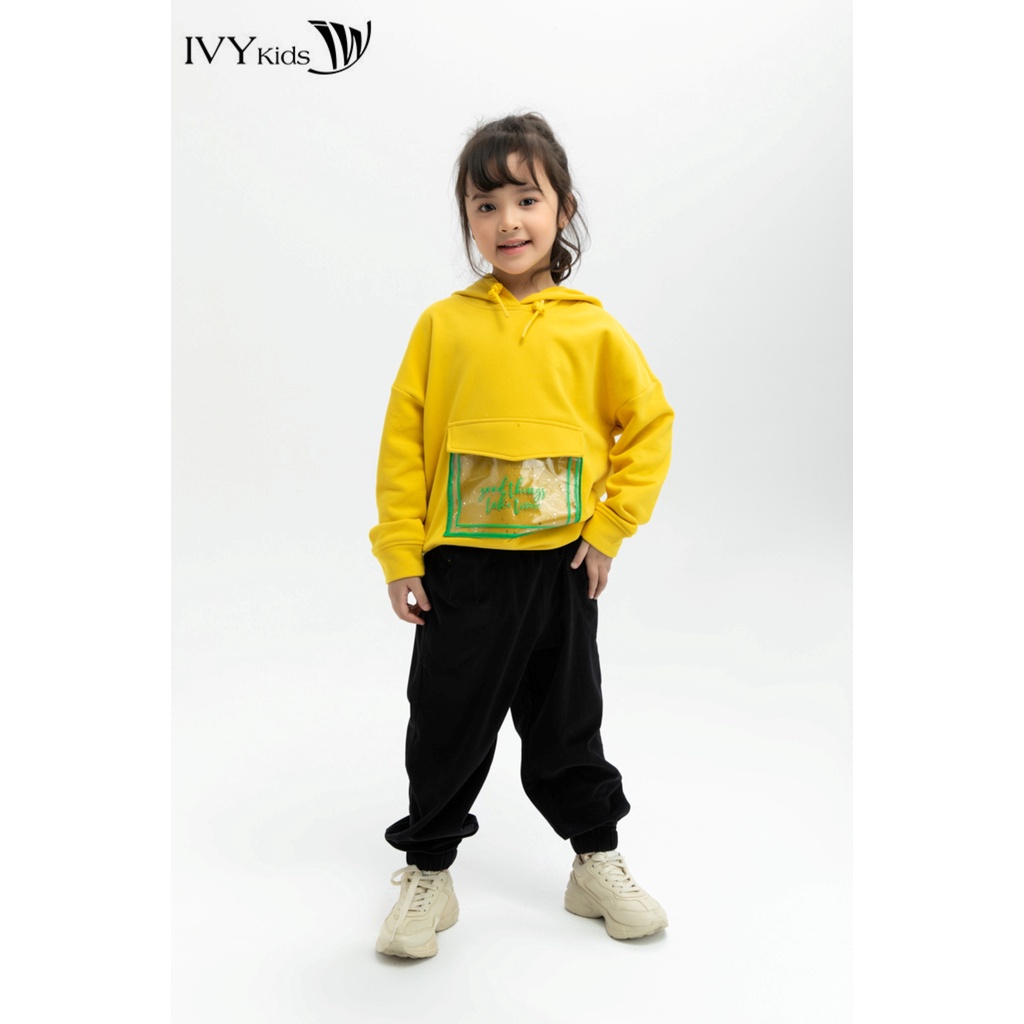 Áo thun cổ mũ Good things take time bé gái IVY moda MS 59G1082