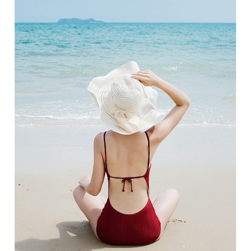 CÓ SẴN, CLIP CHECK Đồ bơi bikini liền thân buộc dây lưng swimwear bikini 1 mảnh màu đỏ hở lưng sexy | BigBuy360 - bigbuy360.vn