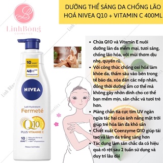 SỮA DƯỠNG THỂ LÀM SÁNG DA NIVEA BODY Q10 + VITAMIN C 400ML (hàng Pháp)