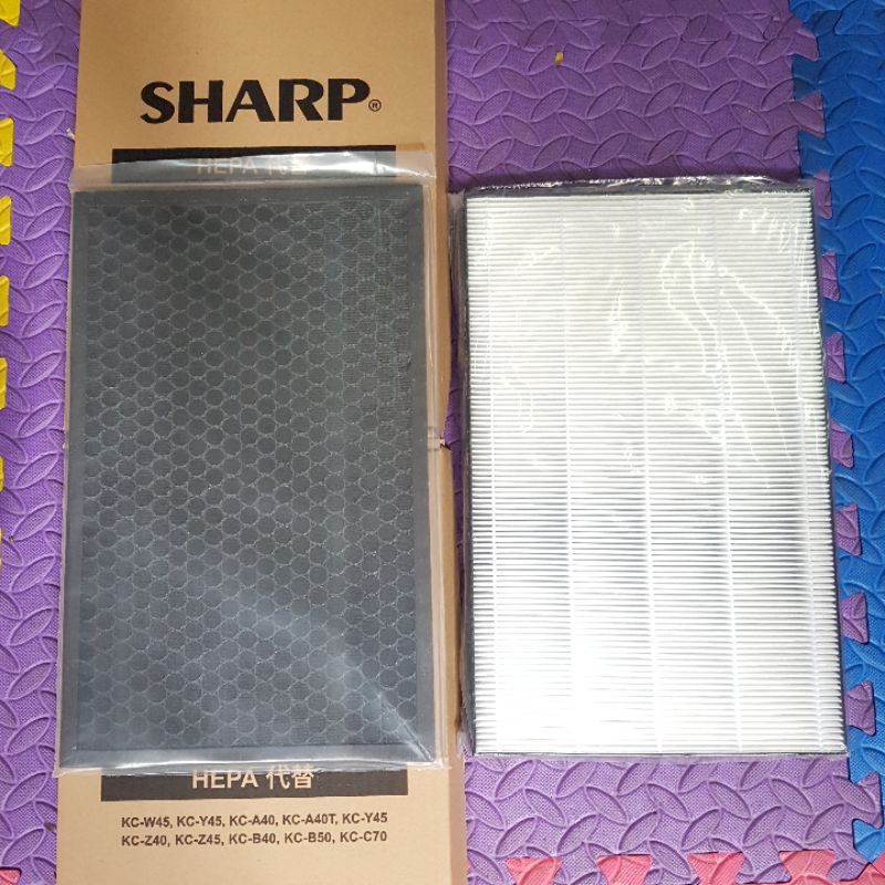 ( COMBO ) Bộ màng lọc hepa và màng than hoạt tính máy Sharp A B W Y Z 40 45 50 55
