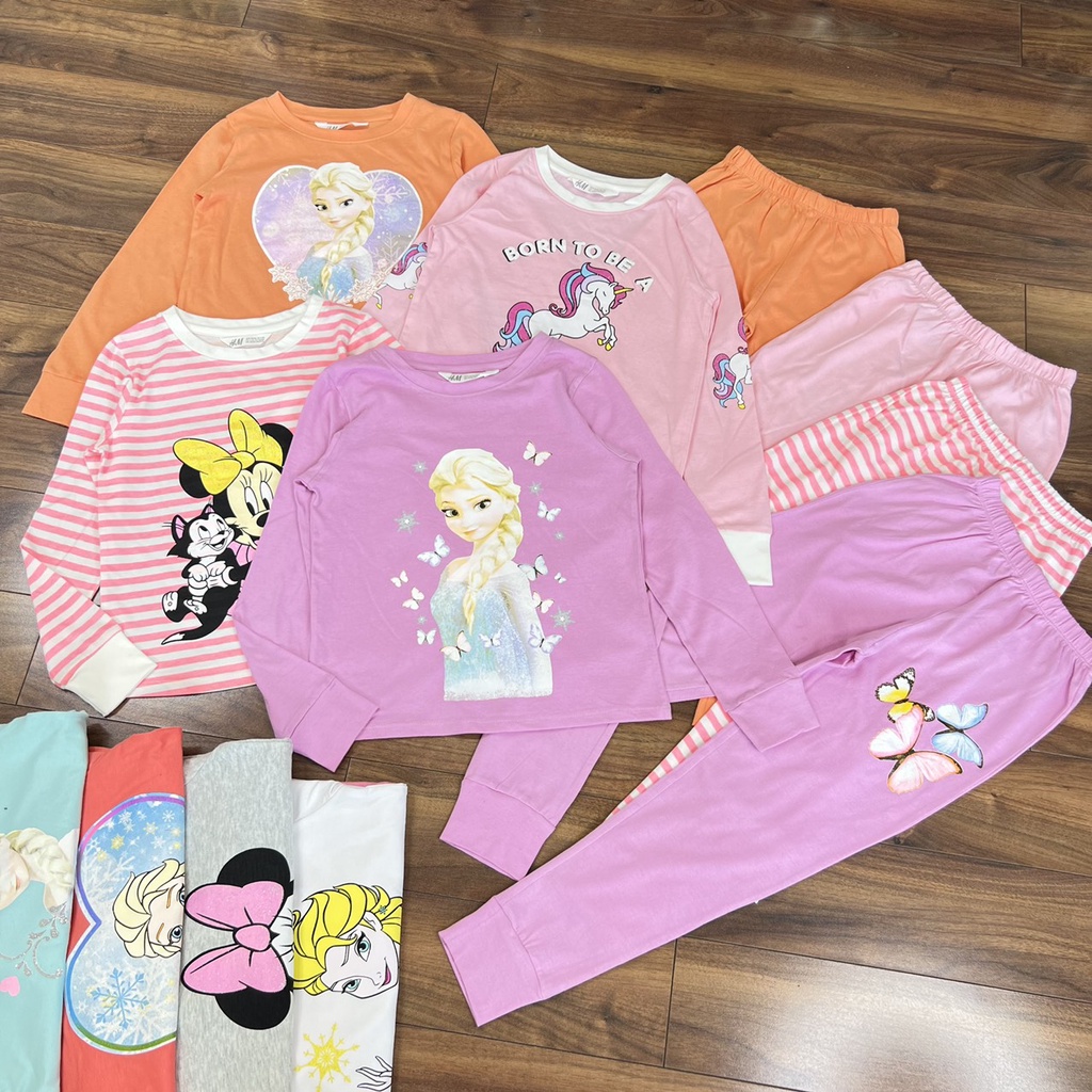Bộ Dài Tay bé Gái chất Cotton Xuất 100% Cực Đẹp Size Đại H'm' 2-10 tuổi (11-35kg)-Made in Việt Nam-Minkids