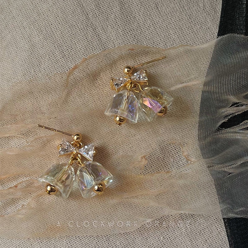 Khuyên Tai Hình Nơ Trong Suốt Tráng Men Dễ Thương 2022