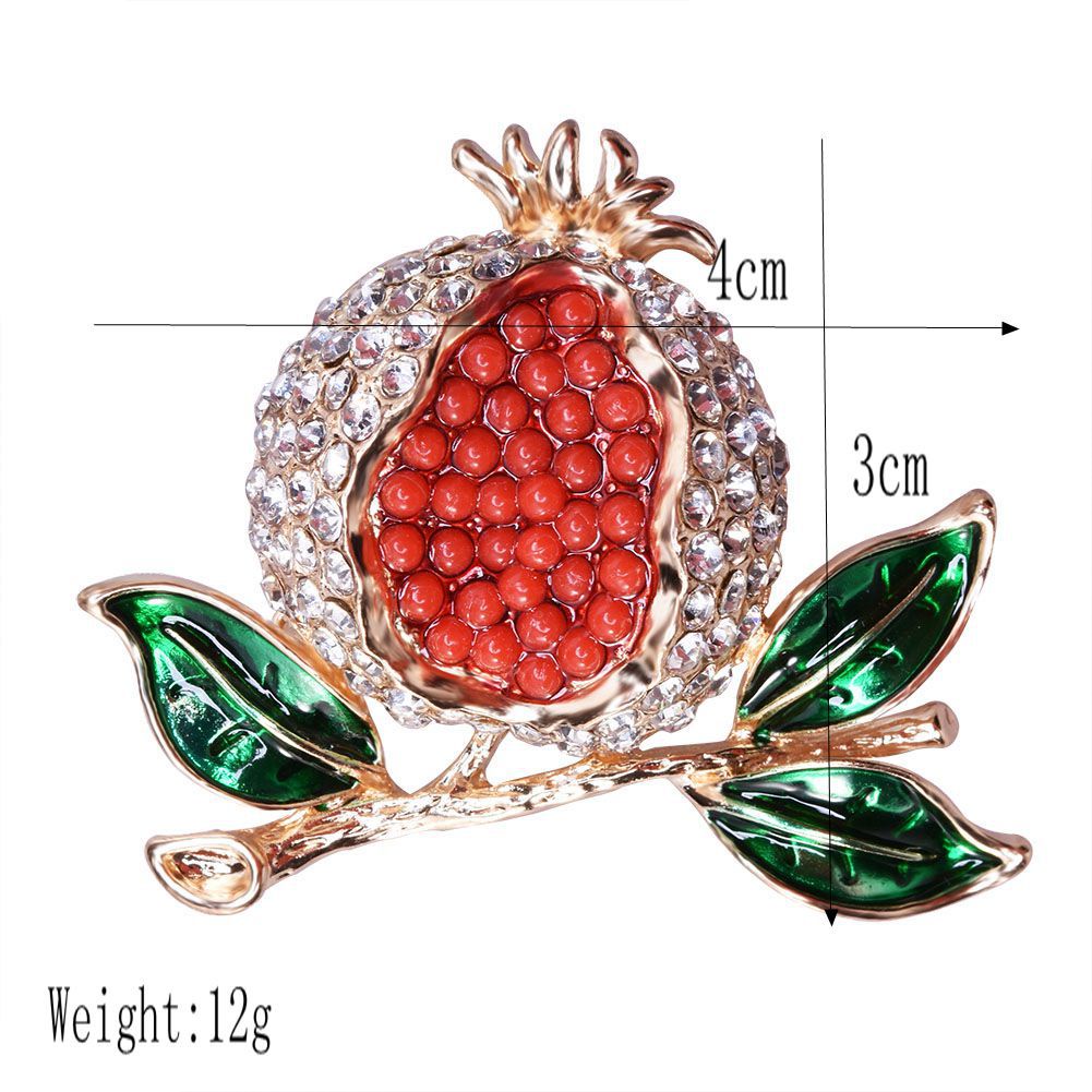 Ghim Cài Áo Hình Trái Lựu Đỏ Đính Đá Ngọc Trai Sang Trọng Thời Trang Dễ Phối Đồ