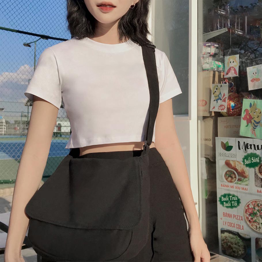 Áo Croptop Nữ Dáng Ôm Co Dãn Croptop Chất Cotton Dày Dặn Thoả Mái | BigBuy360 - bigbuy360.vn