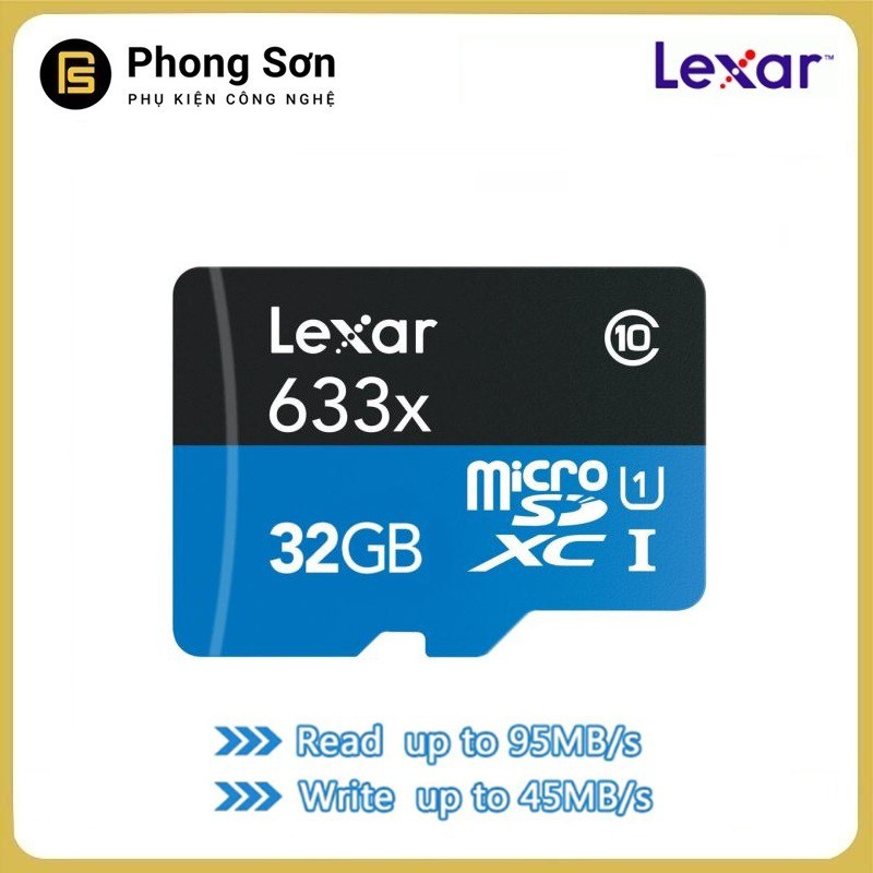 Thẻ nhớ Lexar Micro SDHC 32GB 633X 95MB/s A1 dành cho Camera hành trình, Gopro,Cam thẻ thao,Camera IP .. | BigBuy360 - bigbuy360.vn