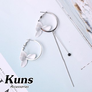 [ Hàng Cao Cấp ] Bông Tai tròn hoa trắng - Khuyên Bạc Ý S925 Hàn Quốc - Hoa Tai Bạc