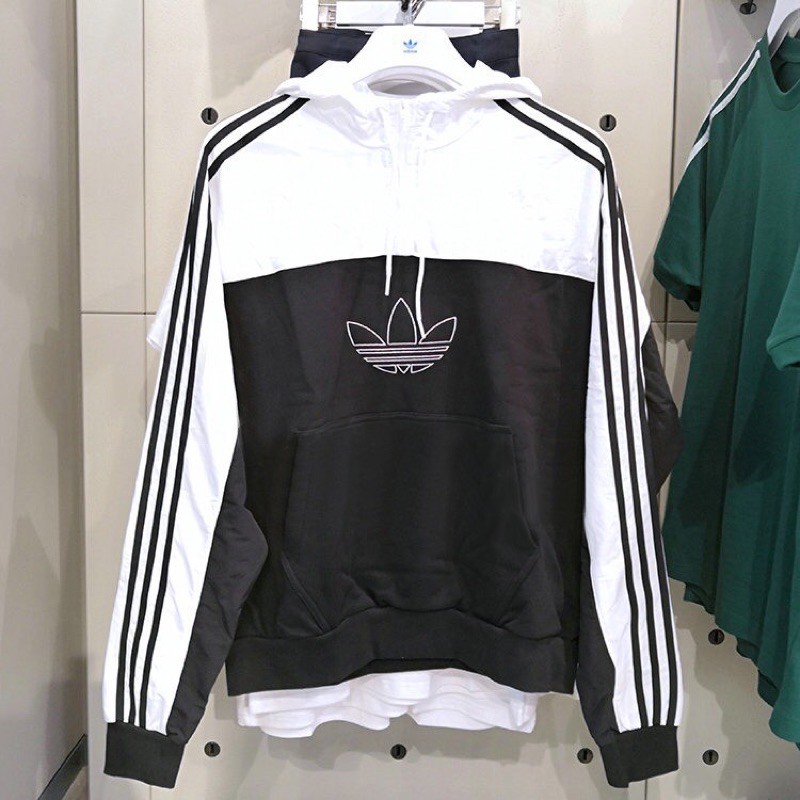 Áo hoodie Adidas phối đen trắng[full tag]