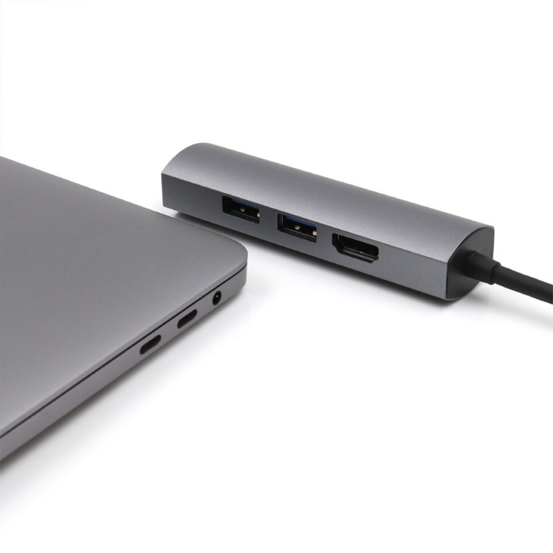 Utake 4 in 1 Multi-Port USB3.0 Type-C USB-C HUB to 4K Video HDMI Adapter Expansion Dock for Macbook
