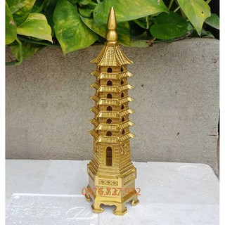 Tháp văn xương 7 tầng cao 23cm bằng đồng, tháp văn xương bằng đồng cầu đỗ đạt