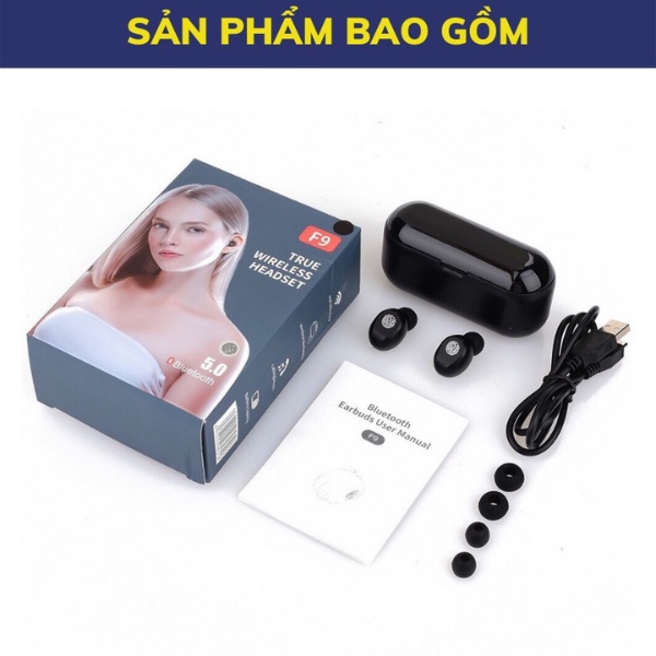 Tai Nghe Gaming F9 PRO Tai Nghe Bluetooth 5.0 Không Dây Nhét Tai Âm Bass Mạnh Pin Siêu Khủng