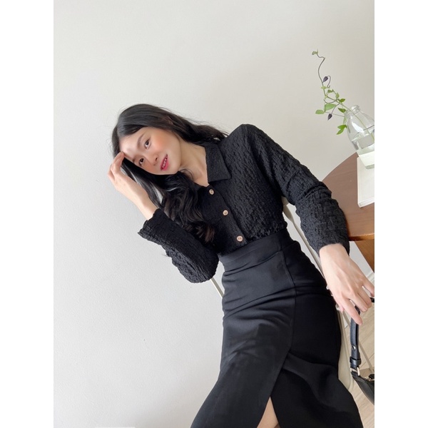 YU CHERRY | Váy chữ A xẻ tà, Long CB skirt YV036