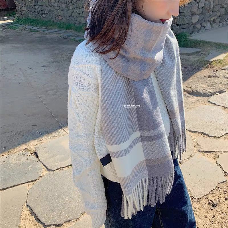 Khăn quàng cổ dạ kẻ hottrend phong cách Hàn Quốc siêu ấm - Nalita shop