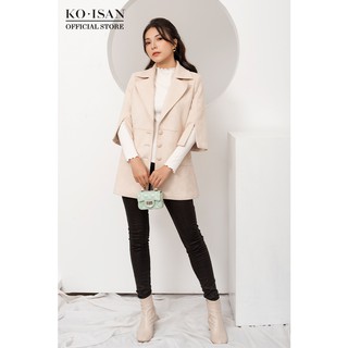 Áo khoác da lộn nữ KO-ISAN tay lỡ màu be - 3500355-3