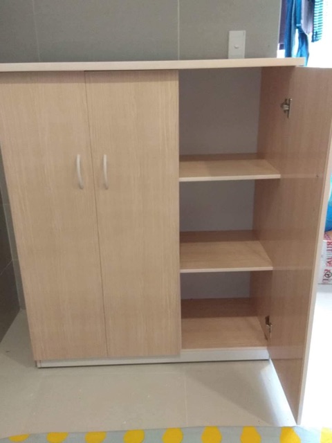 Tủ nhựa đài loan 3 cánh vân gỗ ngang 105 cao 125