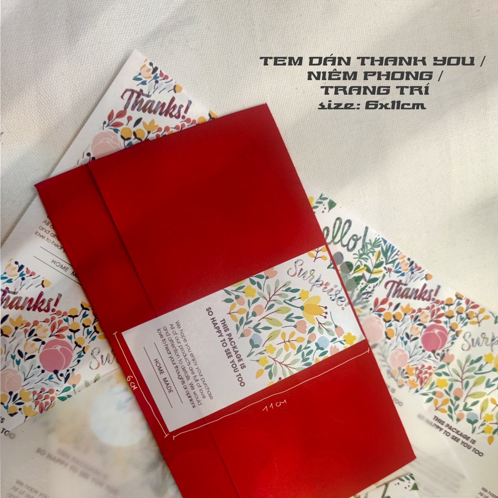Set Sticker dán hộp - Tem dán niêm phong Thank you  Nhãn đóng gói hàng hóa  DIN Store