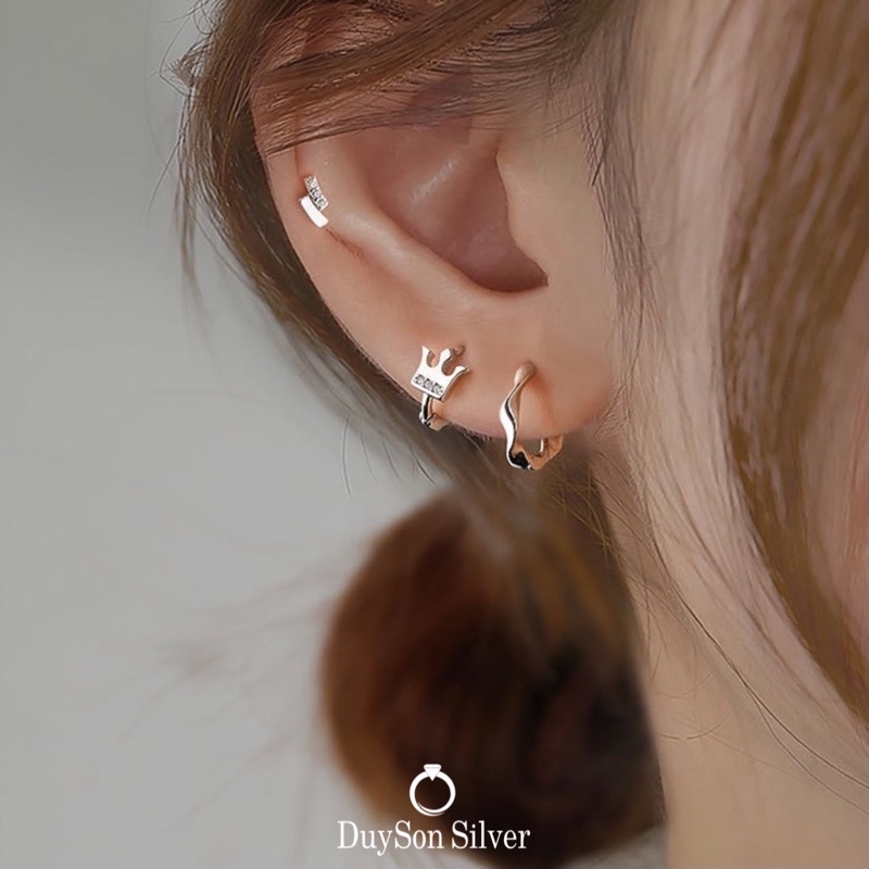 Khuyên tai bạc nữ Trendy thiết kế cá tính DUYSON, Bông tai nữ bạc 925 cao cấp