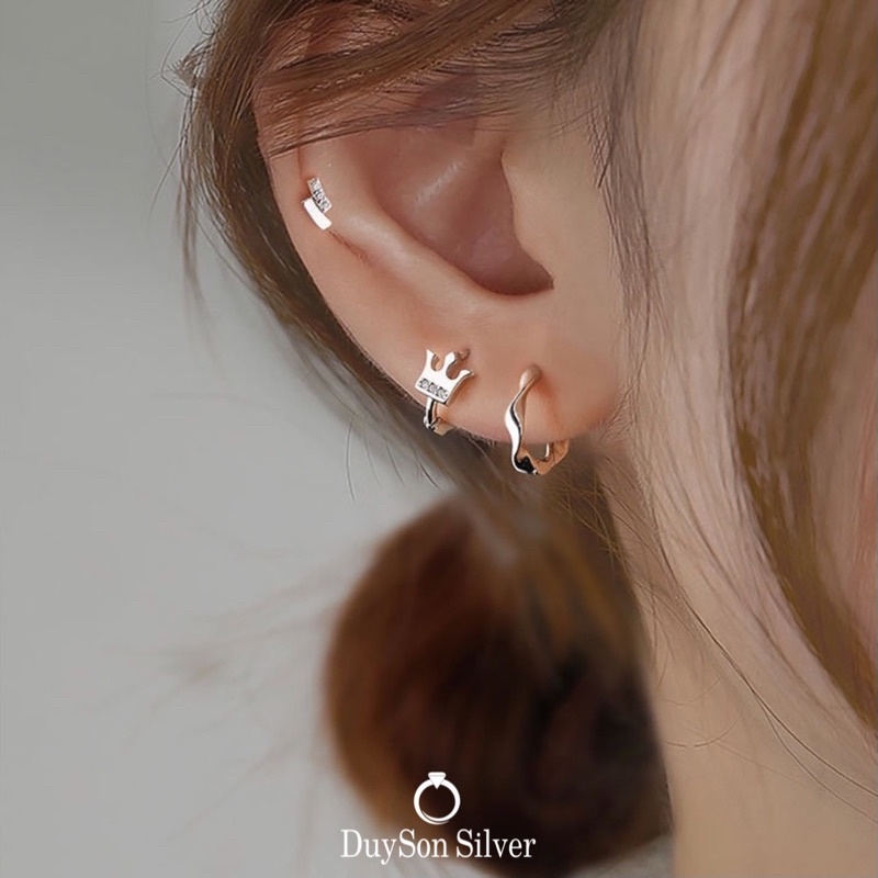 Khuyên Tai Bạc Nữ Trendy Cá Tính Duyson, Bông Tai Bạc Ý 925 Cao Cấp Duyson Silver (1 Chiếc)