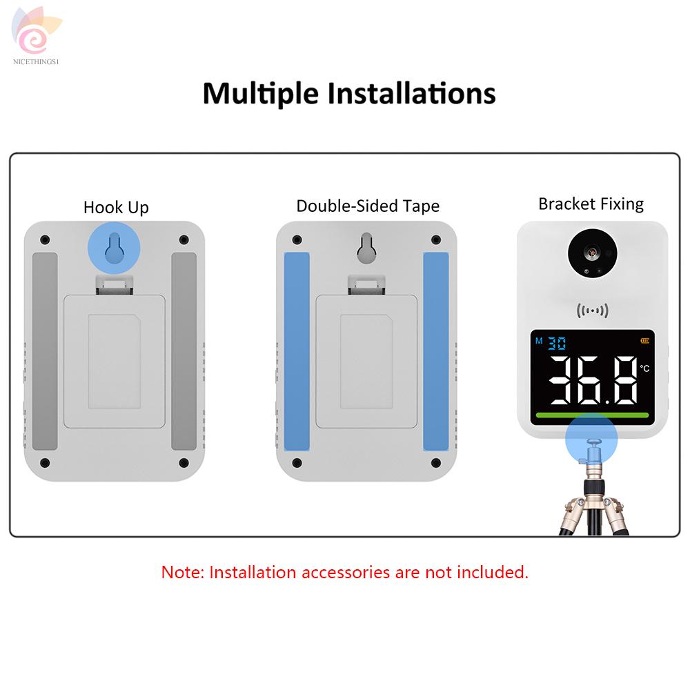 ET Wall Mounted Non-contact IR Thermometer with Multi-Language Voice Broadcast ℃/ ℉ Auto Measuring Forehead Thermometers 3-Color Fever Alarm Wall or Tripod for Home Office School Public Places