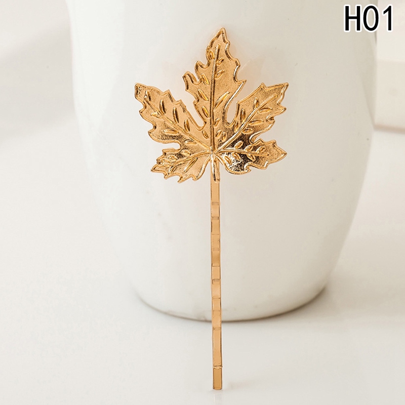 Kẹp tóc màu bạc hình chiếc lá thời trang cho nữ