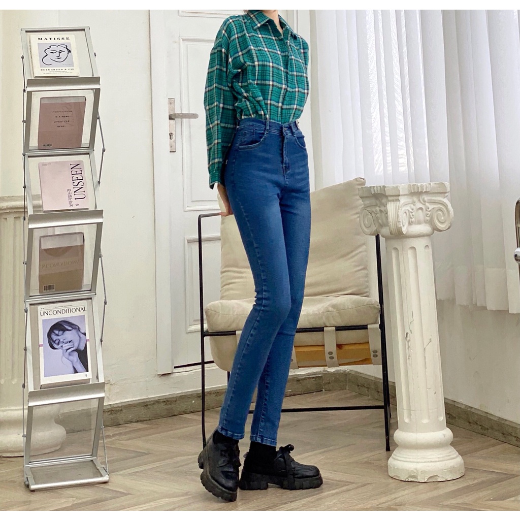 Quần jean nữ ống đứng nữ, quần bò nữ lưng cao K.A chất cotton co giãn thoải mái - Ảnh Thật Shop Tự Chụp