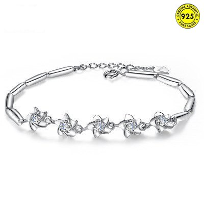 Vòng Tay Bạc S925 Họa Tiết Hình Học Đơn Giản Phong Cách Retro Thời Trang Cho Nữ