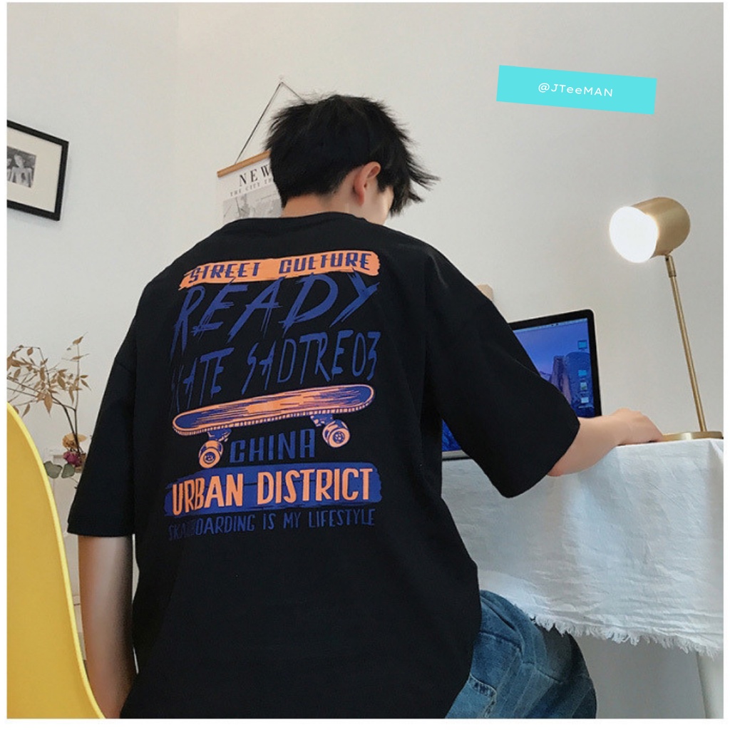 Áo thun Unisex tay lỡ form rộng in chữ READY, áo phông Unisex nam nữ Freesize vải Cotton thoáng mát JTeeMan - JT16