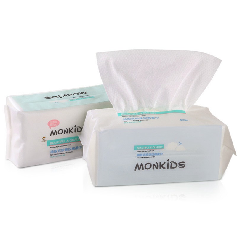 Set 100 Tờ Khăn Giấy Monkids Cotton Mềm Sử Dụng Một Lần Có Thể Dùng Khô Và Ướt