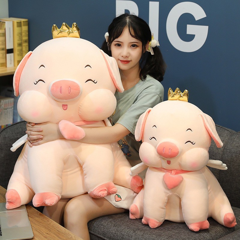 Gấu Bông Heo Vương Miện Mino, Gấu Bông Heo Hồng Cute 65cm TH5