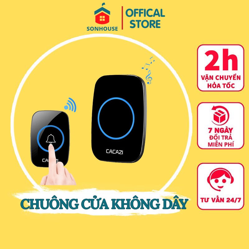 Chuông Cửa Không Dây Thông Minh CACAZI A10 Loại Tốt Chống Nước, Khoảng Cách 300m SONHOUSE