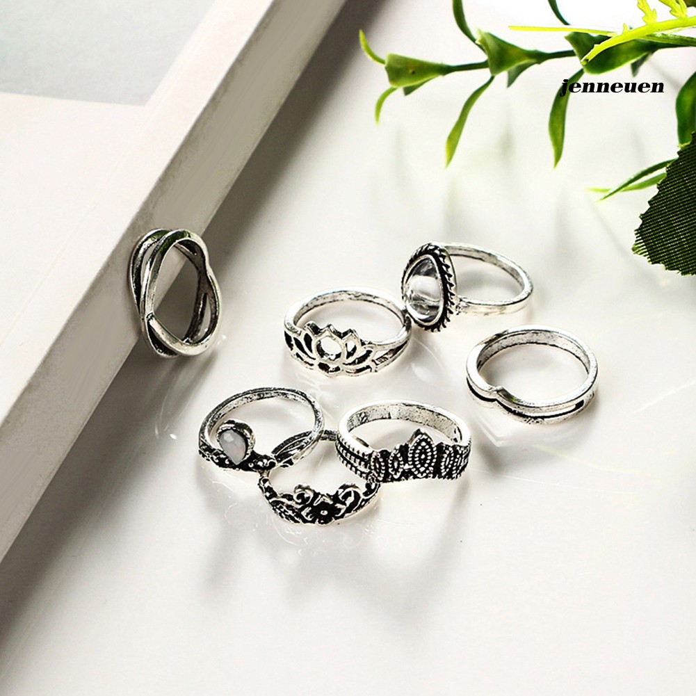 Set 7 Nhẫn Đeo Khớp Ngón Tay Phong Cách Vintage Thời Trang Cho Nữ