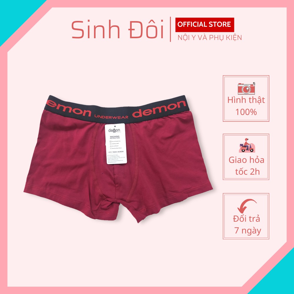 Quần lót nam boxer đùi cao cấp cotton Demon chính hãng lưng to bền đẹp, thoáng mát, thấm hút mồ hôi, co giãn thoải mái