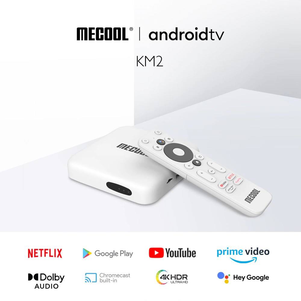 Android Box Mecool KM2, CPU S905X2-B, DDR4 2GB, eMMC 8GB, Android TV 10 chính chủ Google, remote voice