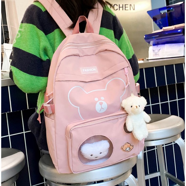 Balo Gấu PauPau đi học Ulzzang laptop giá rẻ học sinh, sinh viên đến trường cấp 1  , 2 , 3