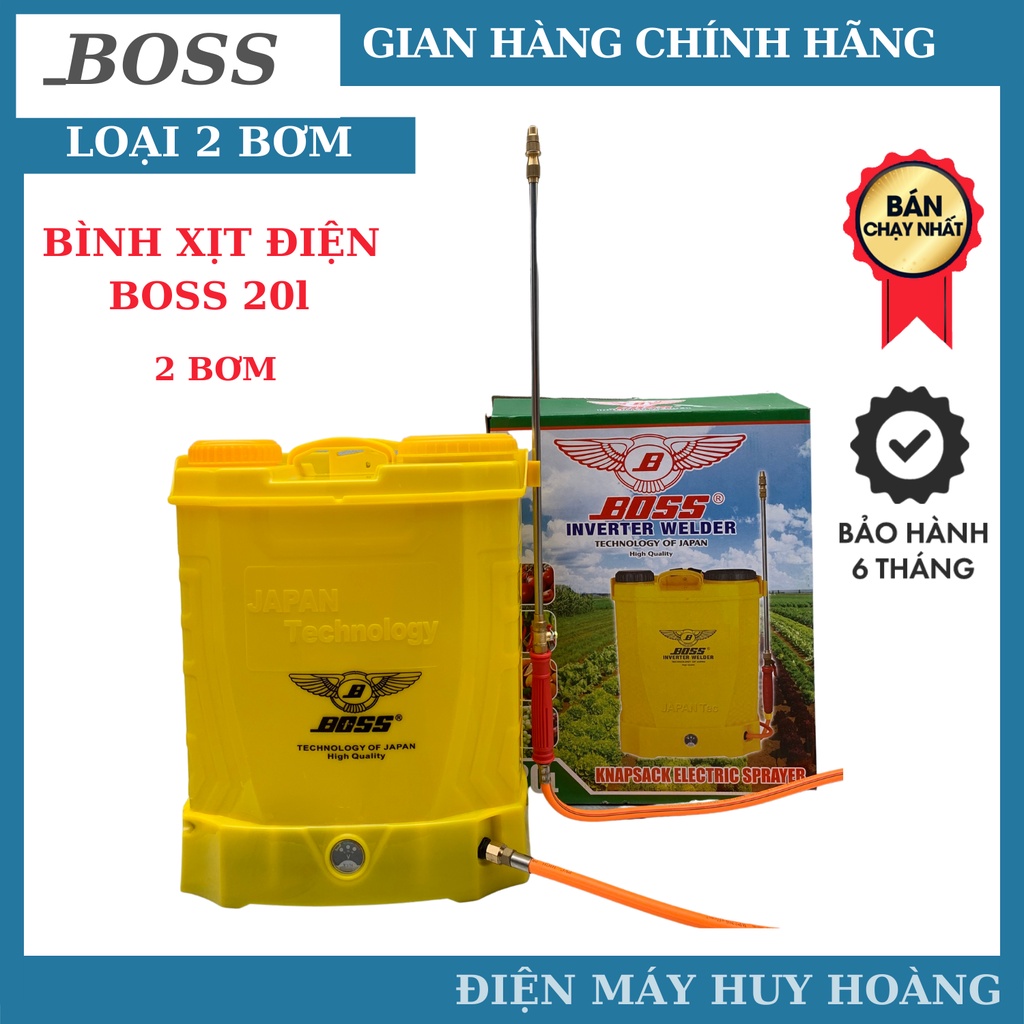 Bình xịt điện phun thuốc khử trùng loại 20l BOSS NHẬT- bảo hành 6 tháng